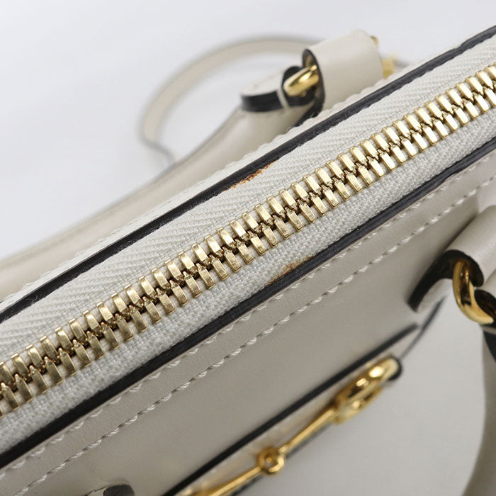 GUCCI ホースビット 1955 トップハンドル レザー ハンドバッグ ショルダーバッグ - ホワイト