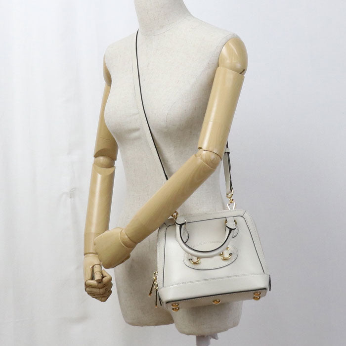 GUCCI ホースビット 1955 トップハンドル レザー ハンドバッグ ショルダーバッグ - ホワイト