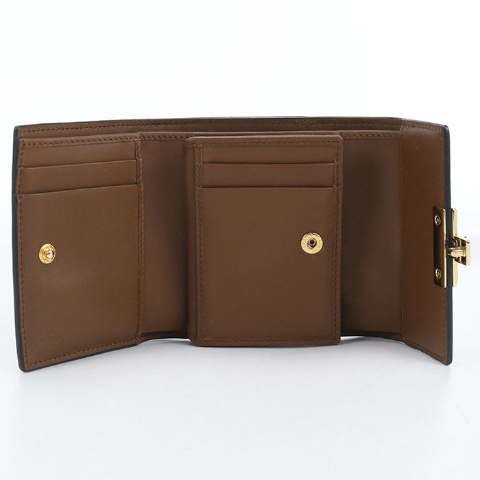 GUCCI パドロック GGスプリーム キャンバス 三つ折り財布 コンパクトウォレット - ベージュ × ブラック