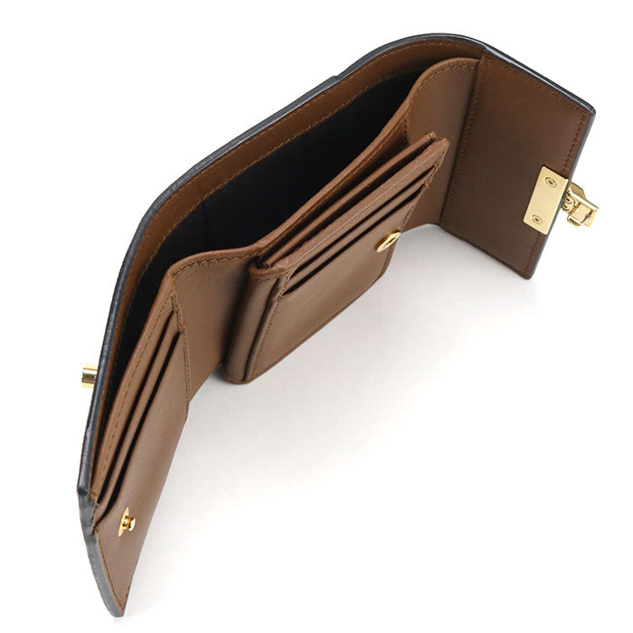 GUCCI パドロック GGスプリーム キャンバス 三つ折り財布 コンパクトウォレット - ベージュ × ブラック