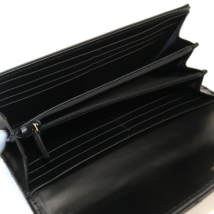 GUCCI GGマーモント マトラッセ レザー 長財布 ロングウォレット - ブラック