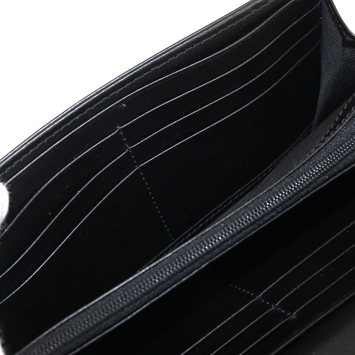 GUCCI GGマーモント マトラッセ レザー 長財布 ロングウォレット - ブラック