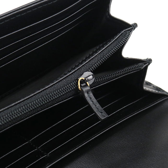 GUCCI GGマーモント マトラッセ レザー 長財布 ロングウォレット - ブラック