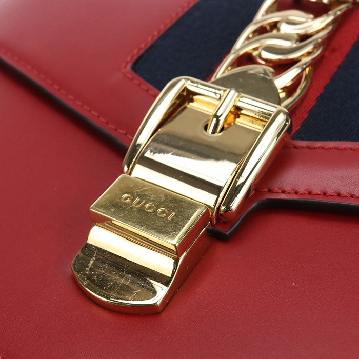 GUCCI シルヴィ カーフレザー ショルダーバッグ - レッド