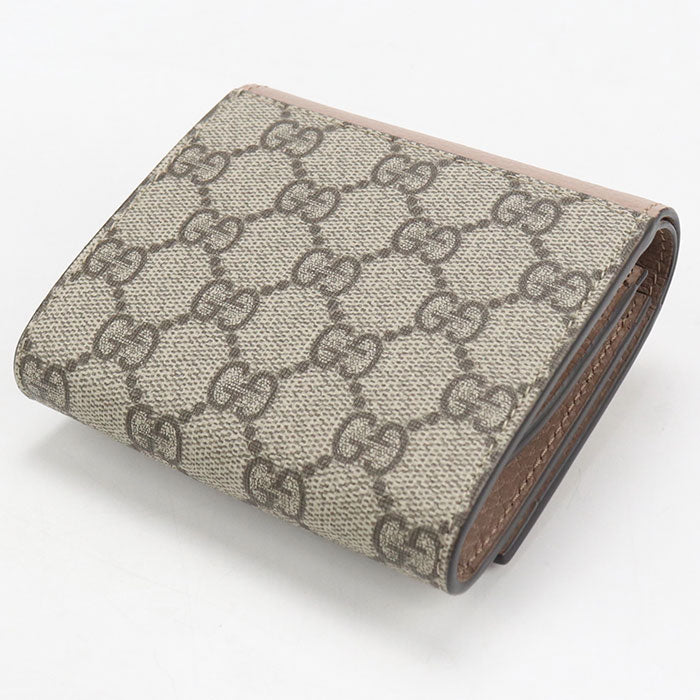 GUCCI GGマーモント ミディアム GGスプリームキャンバス 二つ折り財布 コンパクトウォレット - ベージュ