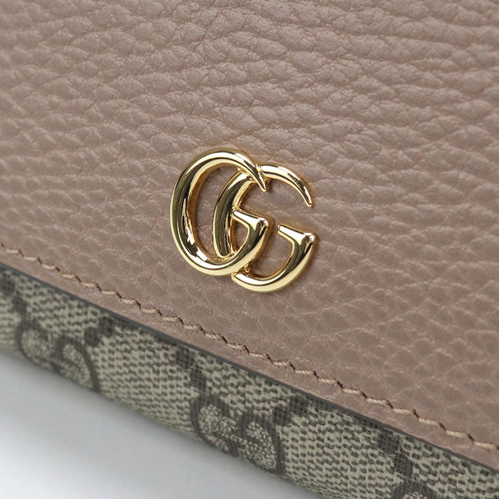 GUCCI GGマーモント ミディアム GGスプリームキャンバス 二つ折り財布 コンパクトウォレット - ベージュ