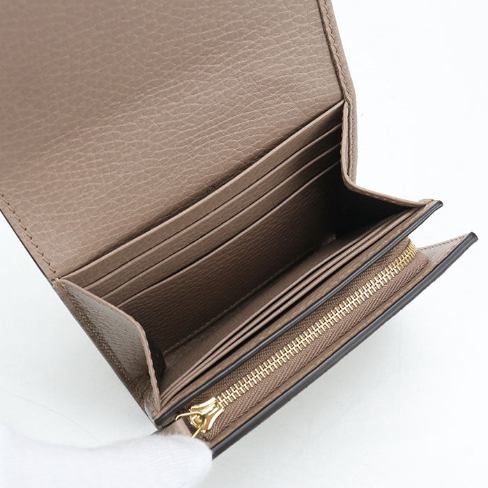 GUCCI GGマーモント ミディアム GGスプリームキャンバス 二つ折り財布 コンパクトウォレット - ベージュ