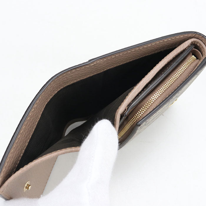 GUCCI GGマーモント ミディアム GGスプリームキャンバス 二つ折り財布 コンパクトウォレット - ベージュ