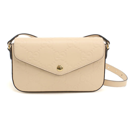 GUCCI GGスーパー GGレザー ミニショルダーバッグ - ベージュ