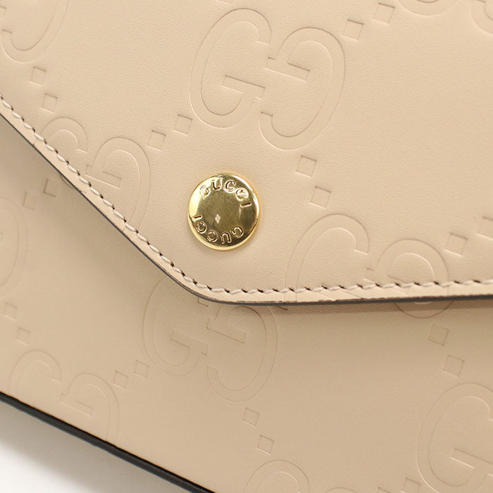 GUCCI GGスーパー GGレザー ミニショルダーバッグ - ベージュ