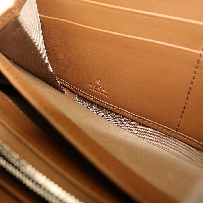 GUCCI GGエンブレム ラウンドファスナー デニム 長財布 ロングウォレット - ブルー