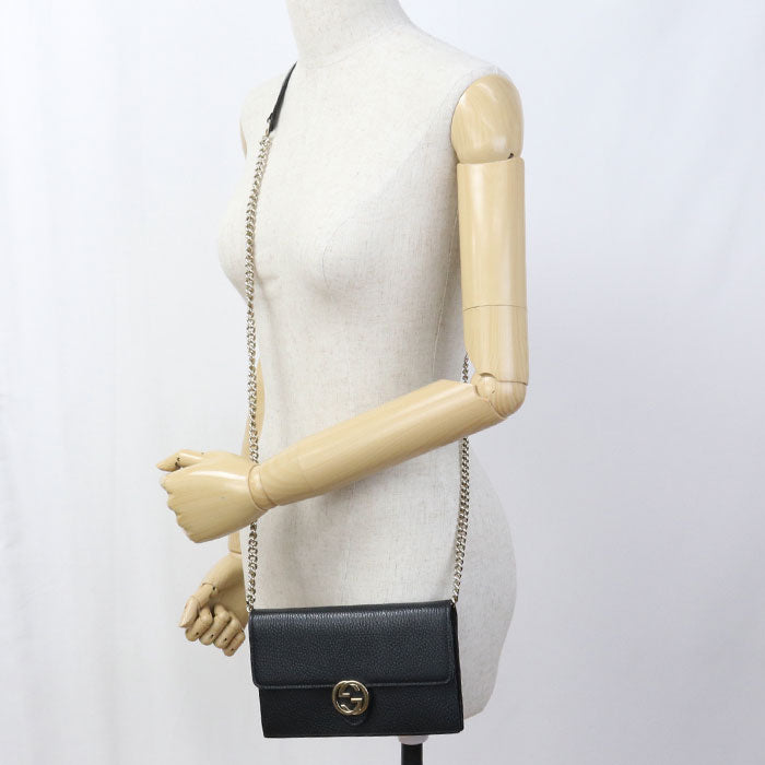 GUCCI【グッチ】 510314 インターロッキングG チェーンウォレット レザー レディース