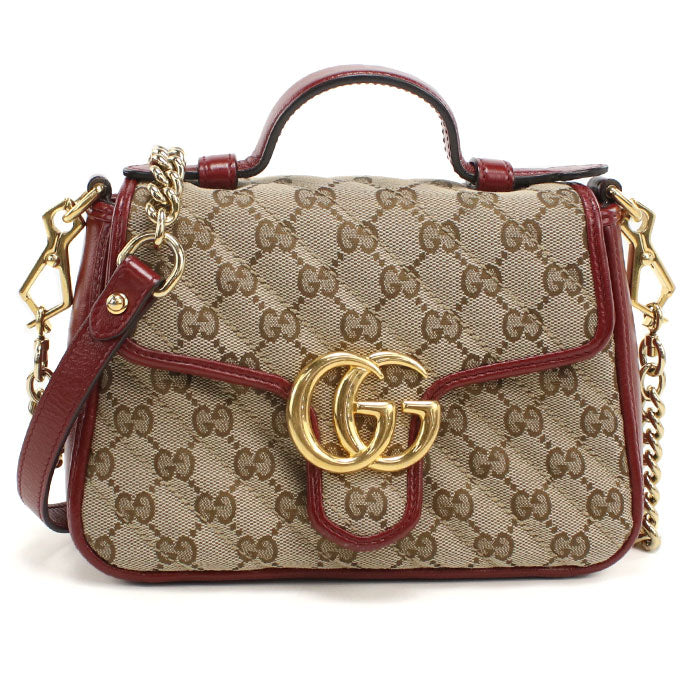 GUCCI【グッチ】 583571 ミニ トップハンドルバッグ GGマーモント ハンドバッグ GGキャンバス/レザー レディース