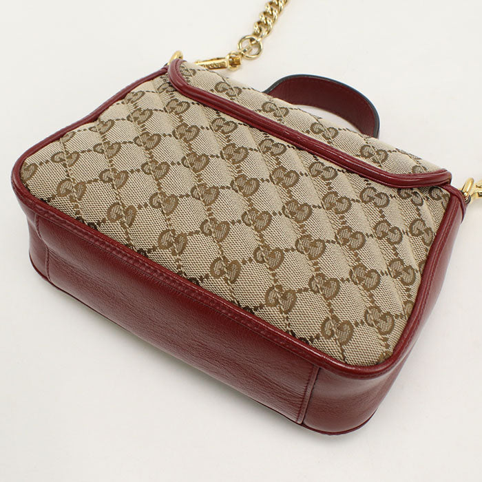 GUCCI【グッチ】 583571 ミニ トップハンドルバッグ GGマーモント ハンドバッグ GGキャンバス/レザー レディース
