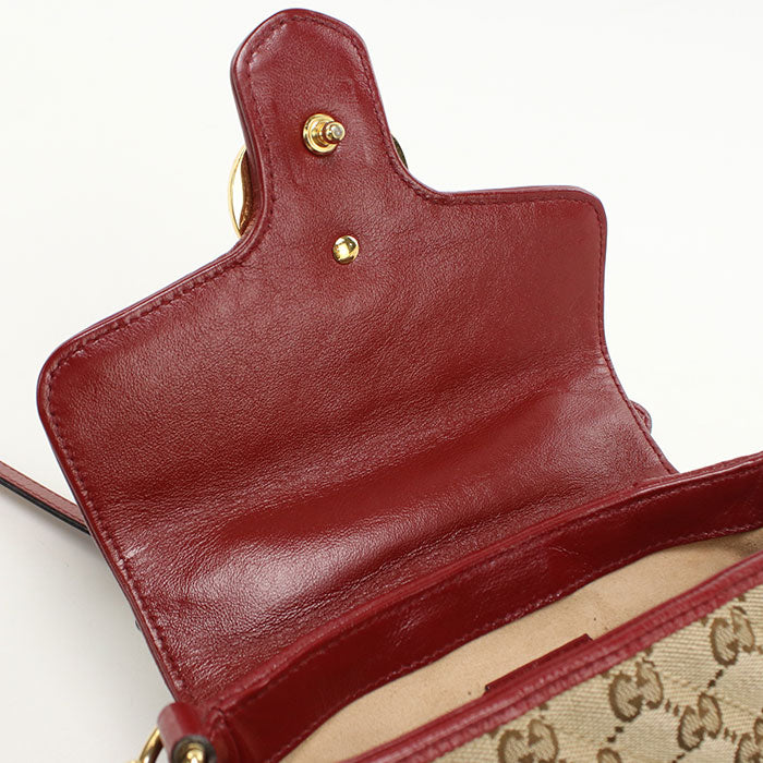 GUCCI【グッチ】 583571 ミニ トップハンドルバッグ GGマーモント ハンドバッグ GGキャンバス/レザー レディース