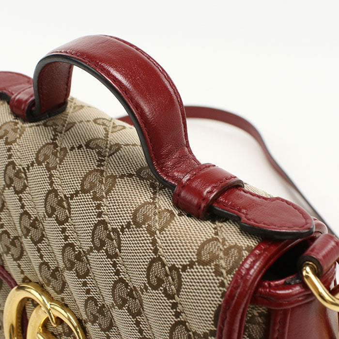 GUCCI【グッチ】 583571 ミニ トップハンドルバッグ GGマーモント ハンドバッグ GGキャンバス/レザー レディース