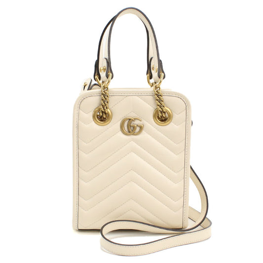 GUCCI 696123 2WAY GGマーモント ハンドバッグ レザー レディース