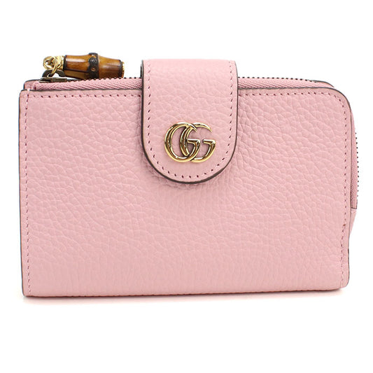 GUCCI 739498 バンブー付 ミディアムウォレット ダブルG 二つ折り財布 レザー レディース