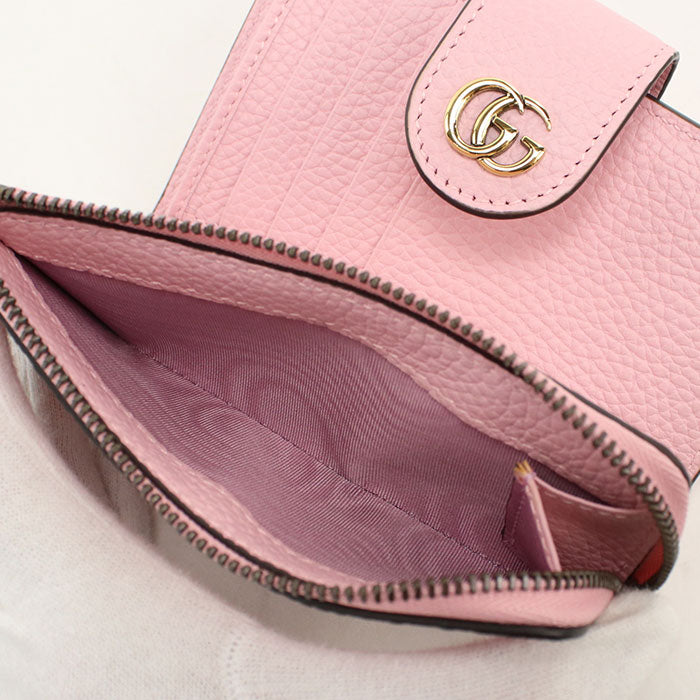 GUCCI【グッチ】 739498 バンブー付 ミディアムウォレット ダブルG 二つ折り財布 レザー レディース