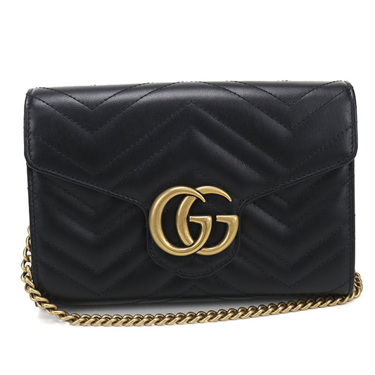 GUCCI 474575 GGマーモント チェーンウォレット レザー レディース