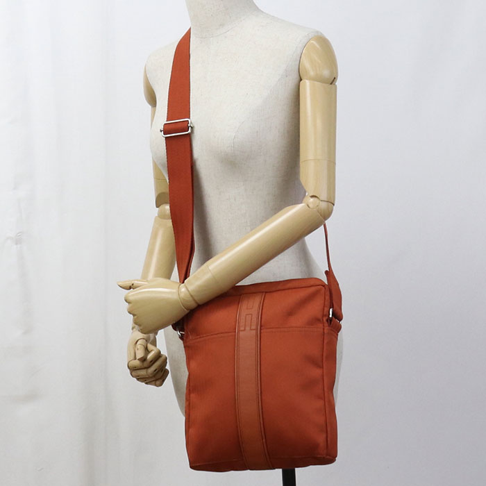 HERMES Acapulco Bandouliere MM Toile Chevron Shoulder Bag/Messenger Bag - Orange