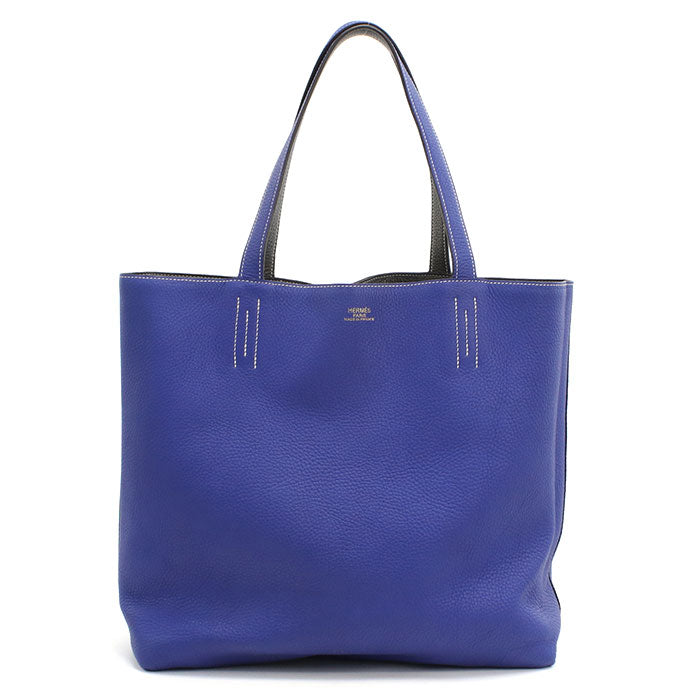 HERMES Double Sens 45 Taurillon Clemence Tote Bag - Blue