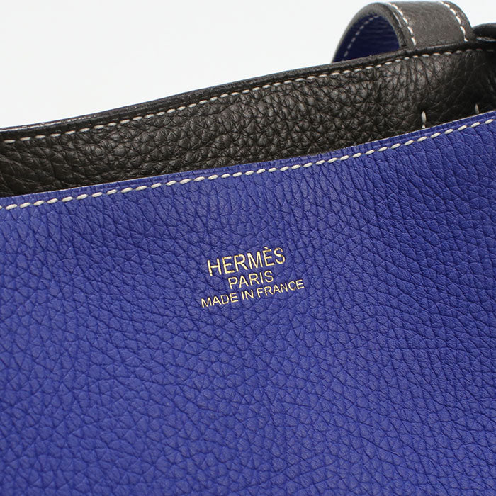 HERMES Double Sens 45 Taurillon Clemence Tote Bag - Blue