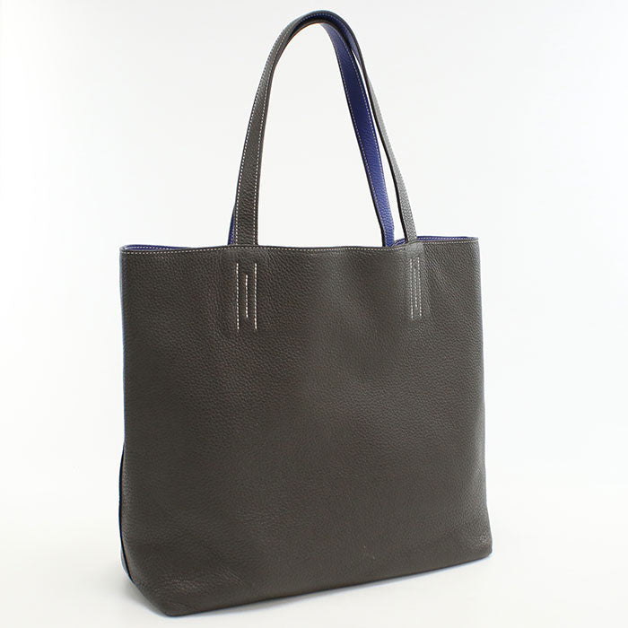 HERMES Double Sens 45 Taurillon Clemence Tote Bag - Blue