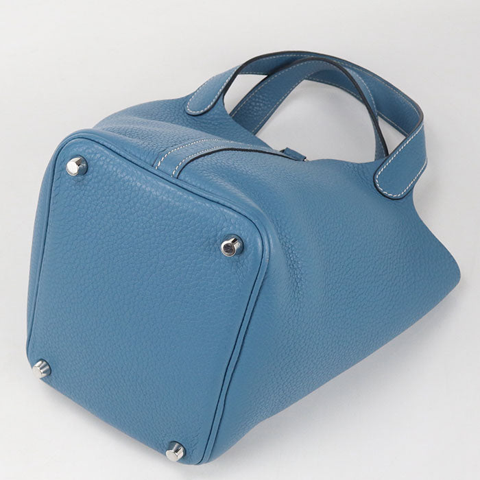 HERMES Picotin Lock PM Taurillon Clemence Leather Handbag - Blue