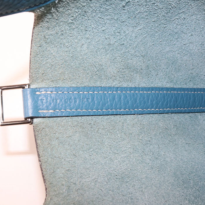 HERMES Picotin Lock PM Taurillon Clemence Leather Handbag - Blue