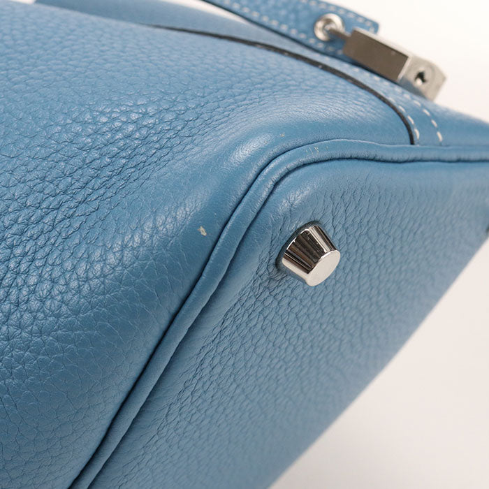 HERMES Picotin Lock PM Taurillon Clemence Leather Handbag - Blue