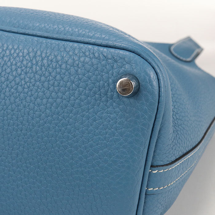 HERMES Picotin Lock PM Taurillon Clemence Leather Handbag - Blue