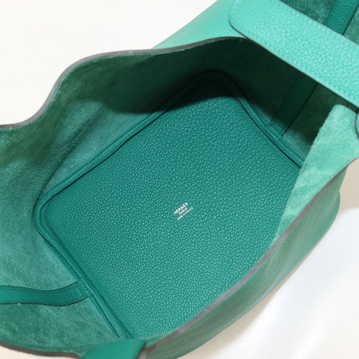 HERMES Picotin Lock MM Taurillon Clemence Handbag - Green