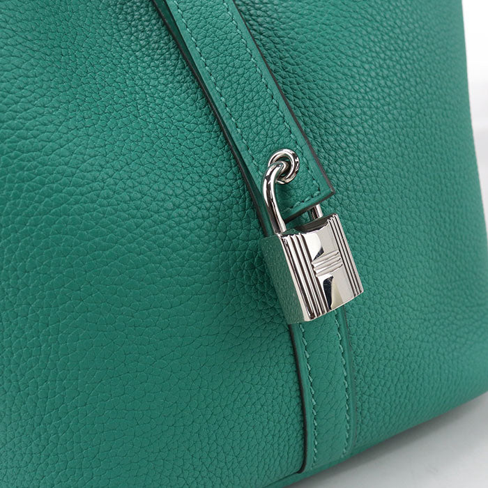 HERMES Picotin Lock MM Taurillon Clemence Handbag - Green