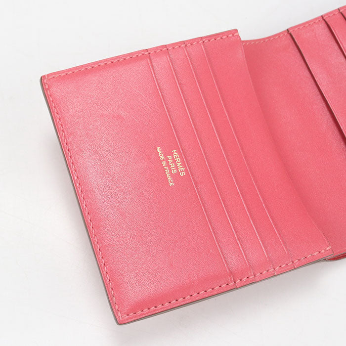 Hermes ベアン コンパクト ヴォー エプソン 二つ折り財布 コンパクトウォレット - ピンク