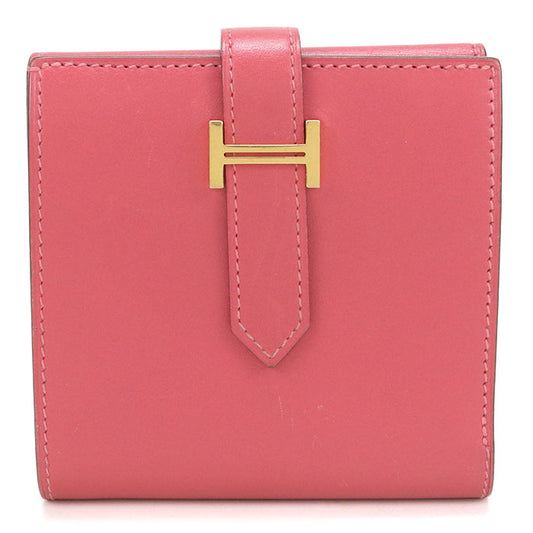 Hermes ベアン コンパクト ヴォー エプソン 二つ折り財布 コンパクトウォレット - ピンク