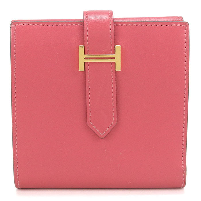 Hermes ベアン コンパクト ヴォー エプソン 二つ折り財布 コンパクトウォレット - ピンク