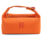 HERMES BRIDE A Black PM Cotton Canvas Pouch - Orange