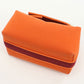 HERMES BRIDE A Black PM Cotton Canvas Pouch - Orange