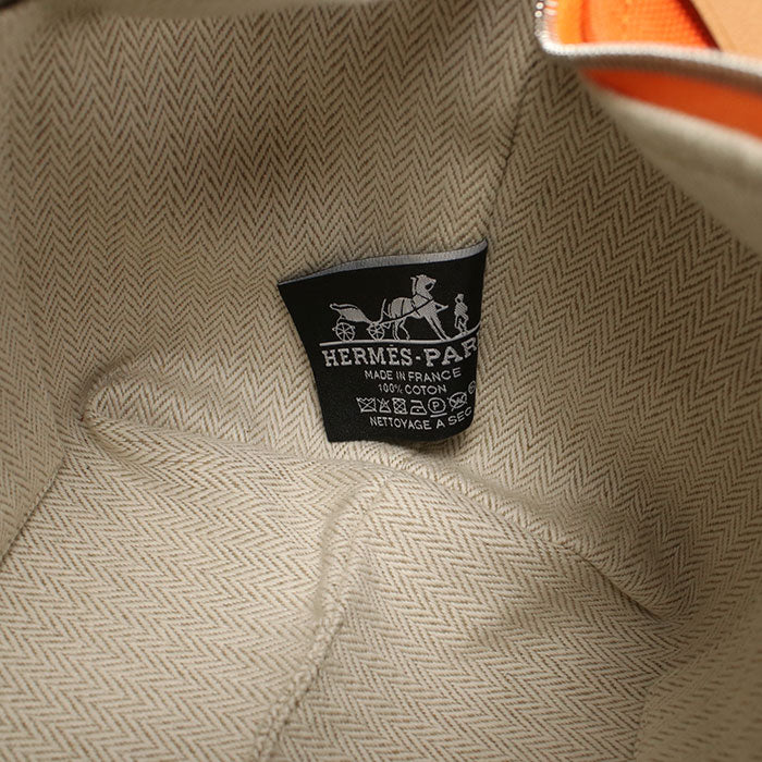 HERMES BRIDE A Black PM Cotton Canvas Pouch - Orange