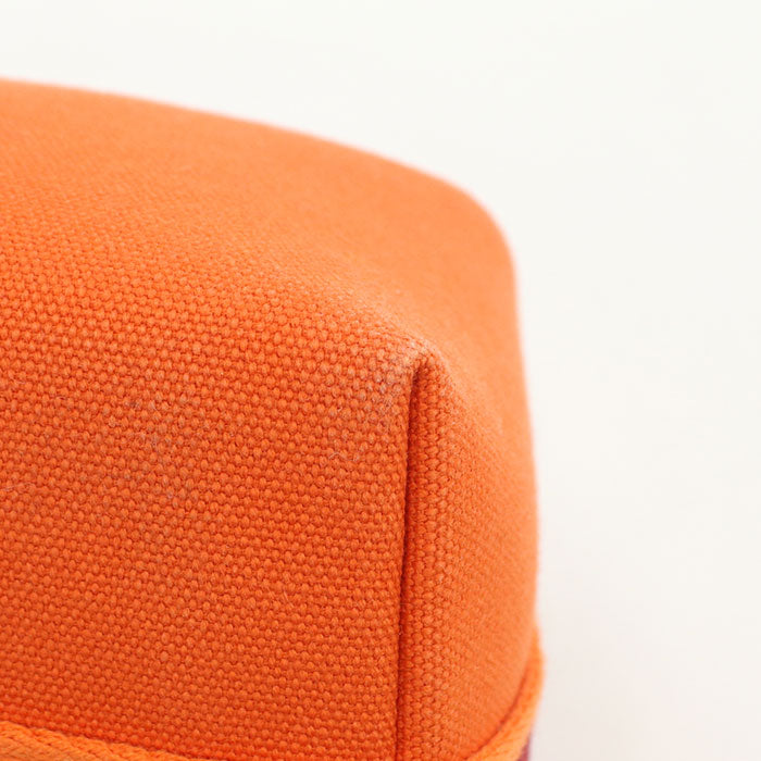 HERMES BRIDE A Black PM Cotton Canvas Pouch - Orange