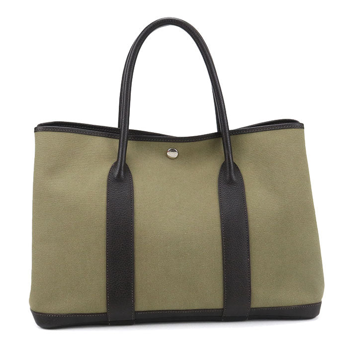 HERMES Garden Party PM Toile Officier Tote Bag - Khaki