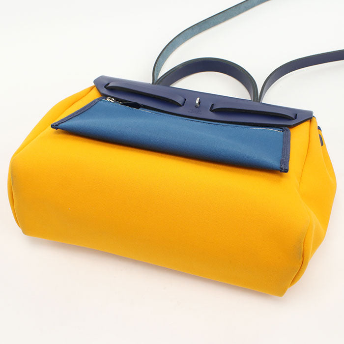 HERMES Airbag Zip PM Toile Officier Tote/Shoulder Bag - Yellow