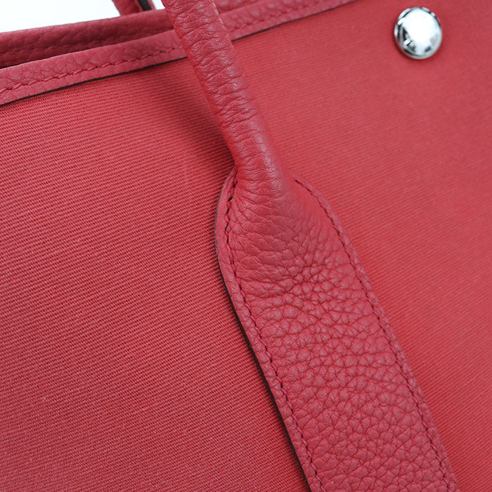 HERMES Garden Party PM Toile Officier Tote Bag - Red
