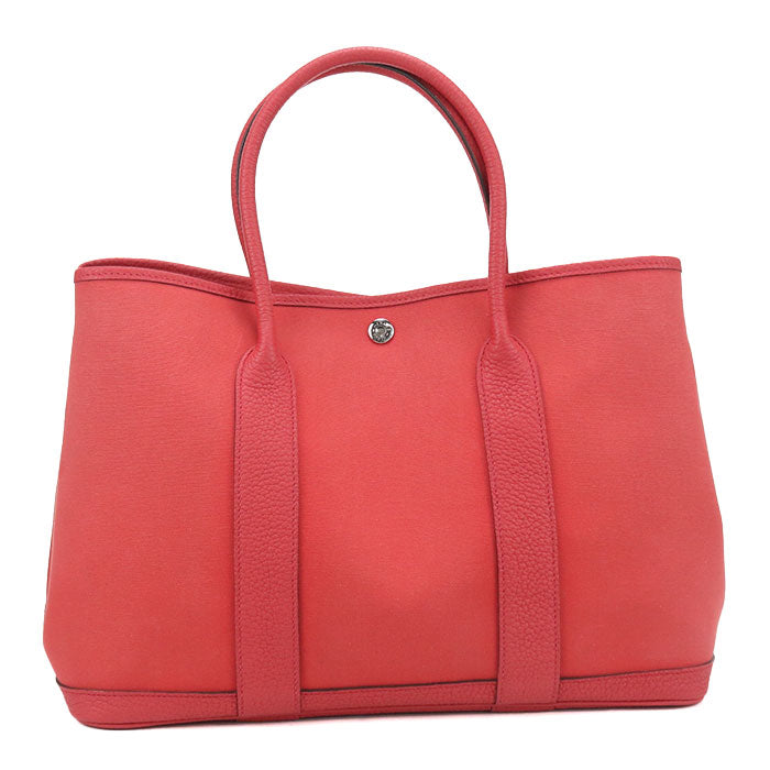 HERMES Garden Party PM Toile Officier Tote Bag - Red