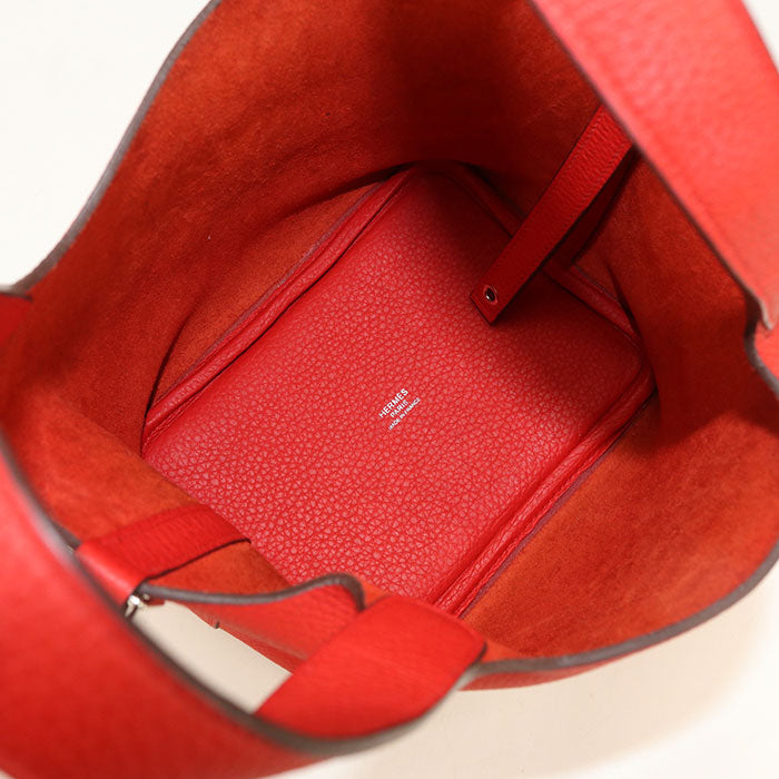 Hermès Picotin Lock PM Taurillon Clemence Leather Handbag - Red
