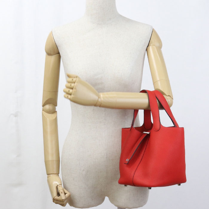 Hermès Picotin Lock PM Taurillon Clemence Leather Handbag - Red