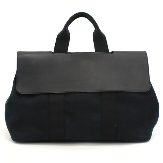 HERMES Valparaiso MM Toile Chevron Handbag - Black