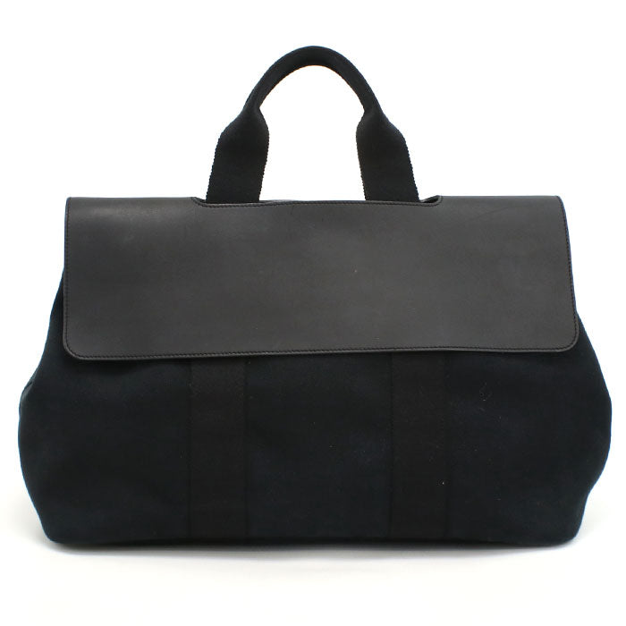 HERMES Valparaiso MM Toile Chevron Handbag - Black