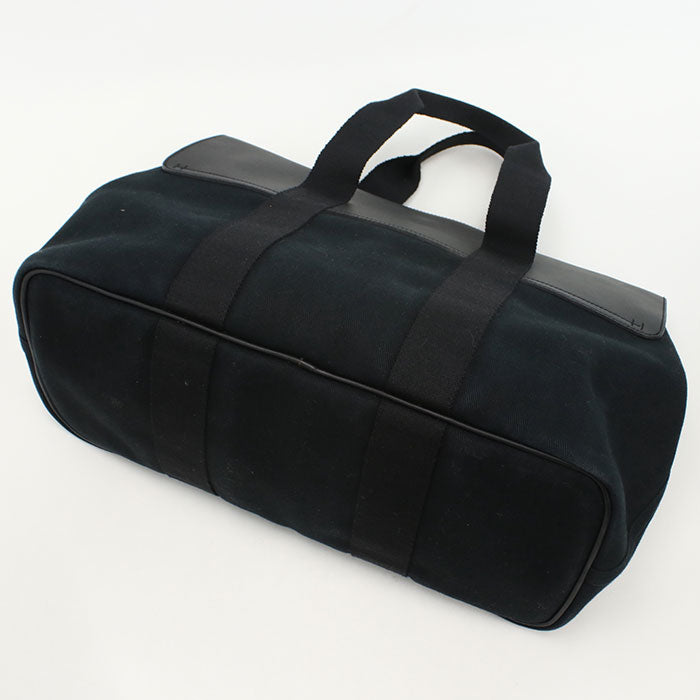 HERMES Valparaiso MM Toile Chevron Handbag - Black